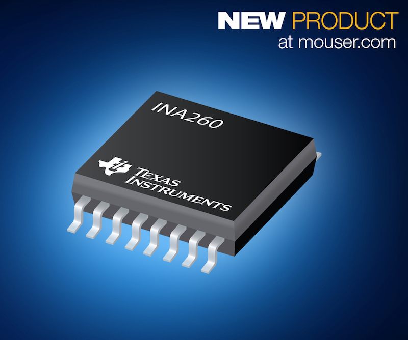 TI's INA260 high/low-side digital current and power monitor now at Mouser